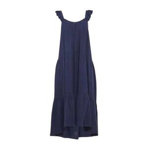 Xirena Rumer Midi Dress Womens Medium Navy Blue Cotton Gauze Sleeveless Hampden